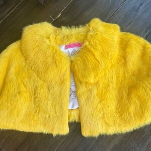 Juicy Couture Women’s Vibrant Yellow Real Fur Cape